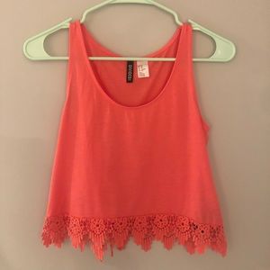Pink/orange flowy lace top